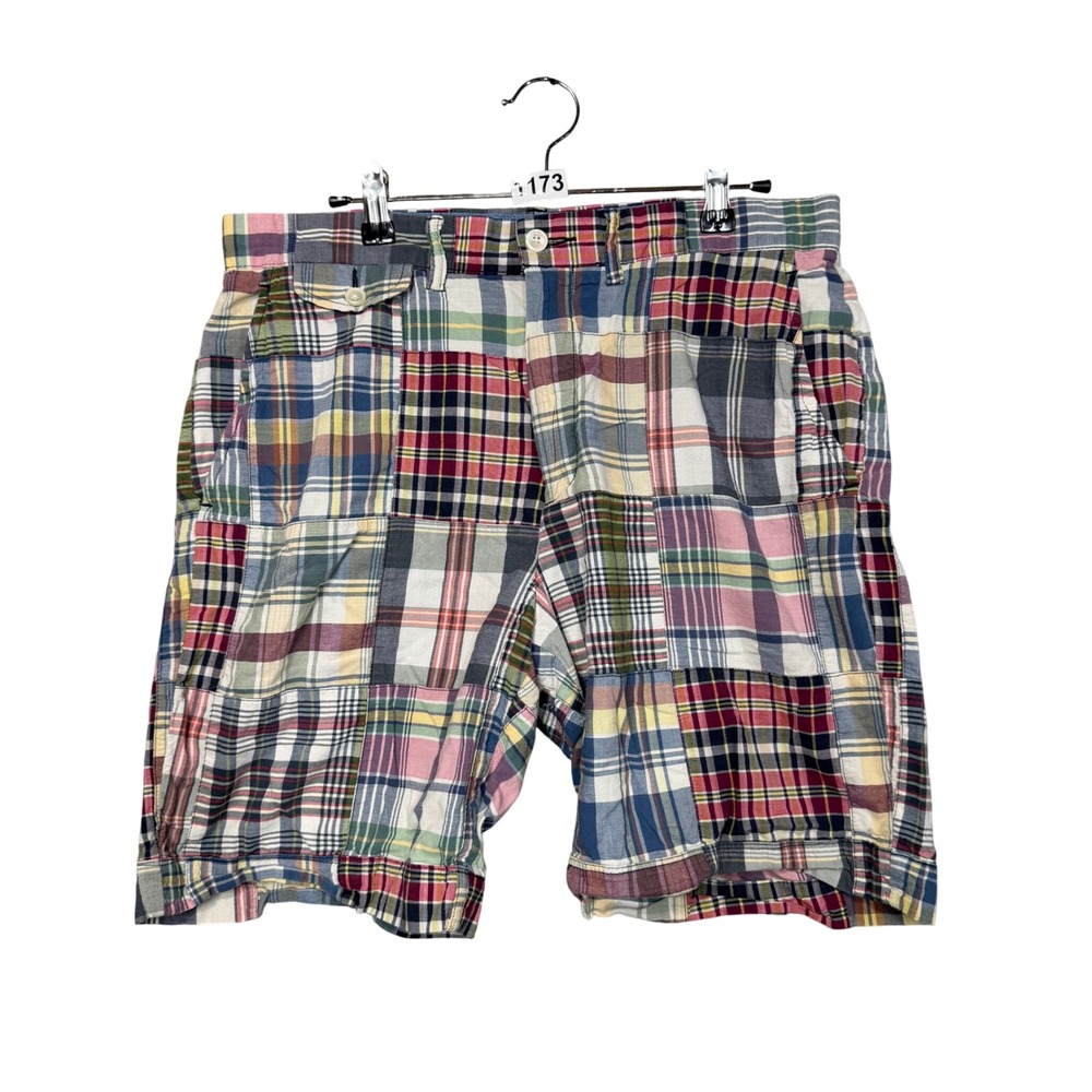 Polo Ralph Lauren Shorts Mens 33 Multicolor Patchwork Plaid Madras Preppy Beach